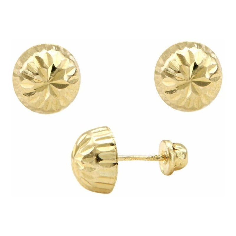 Broqueles Dormilonas Facetados Oro 14 K + Obsequio