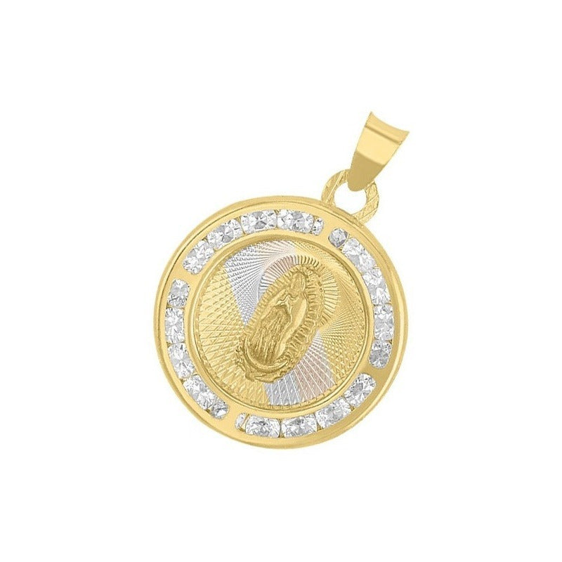 Medalla Guadalupe Rayos 3 Colores En Oro De 14 K + Obsequio
