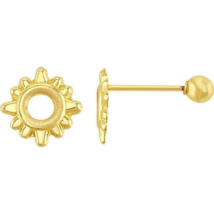 Broquel Sol Diamante Rayos En Oro De 10 K + Obsequio + Envío