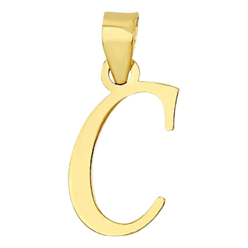 Juego Collar Letra  C  Lisa + Aretes Bola 10 K. + Regalo