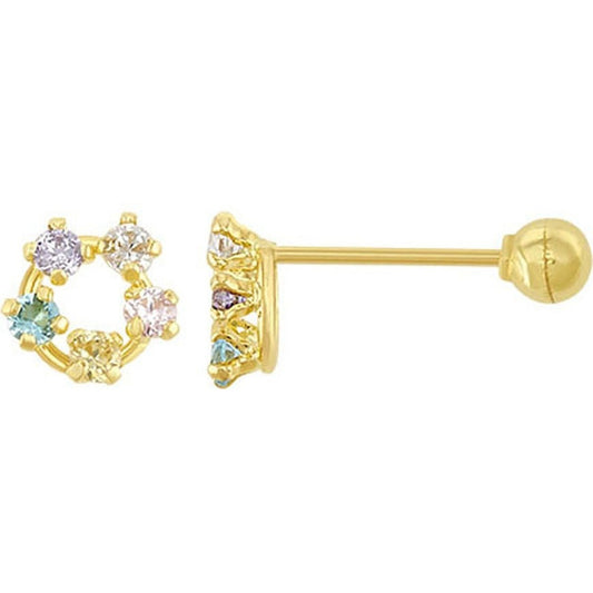 Broquel Roseta Pastel En Oro De 10 K + Obsequio + Envío