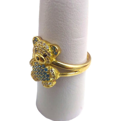 Anillo Oso Azul Joyería M De León Oro 10k + Regalo