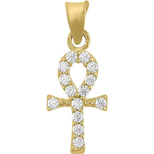 Cruz Ansada Con Zirconia En Oro De 10 K + Obsequio + Envio