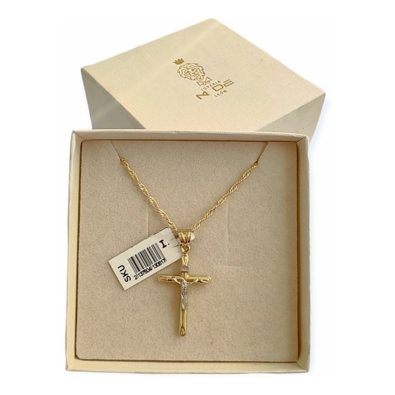 Hermoso Dije De Crucifijo En 2 Oros De 14k + Obsequio