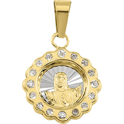 Medalla Rostro Cristo Circonias 2 Oros 10 K + Obsequio