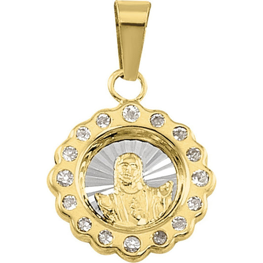 Medalla Rostro Cristo Circonias 2 Oros 10 K + Obsequio