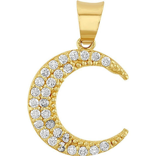Dije Luna Con Zirconias En Oro De 10 K + Obsequio + Envio