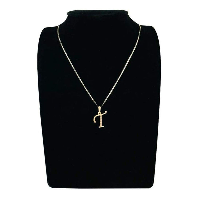 Dije Inicial Letra T Con Circonias Oro 14 K + Obsequio