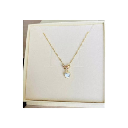 Kit Suerte Corazón Blanco 7 Mm En Oro De 10 K + Obsequio