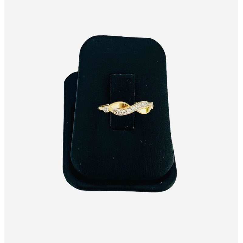 Anillo Doble Infinito 2 Oros 10 Kilates Zirconias + Obsequio