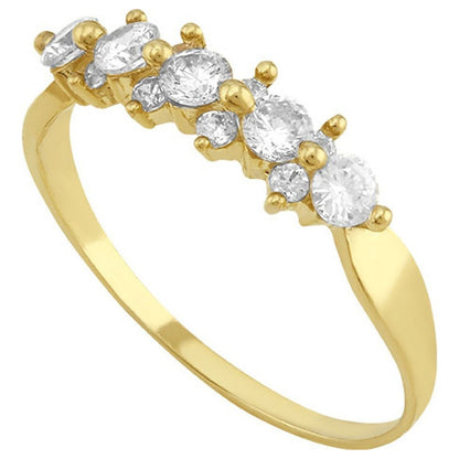 Anillo Churumbela 5 Zirconias En Oro De 10 K + Obsequio