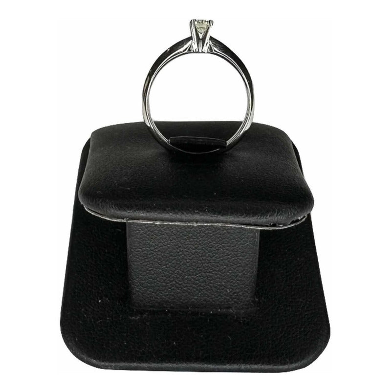 Anillo Compromiso Oro Blanco 14 K Diamante Natural .24 Ct
