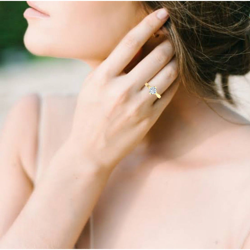 Anillo Solitario Corona V Oro 14 Kilates