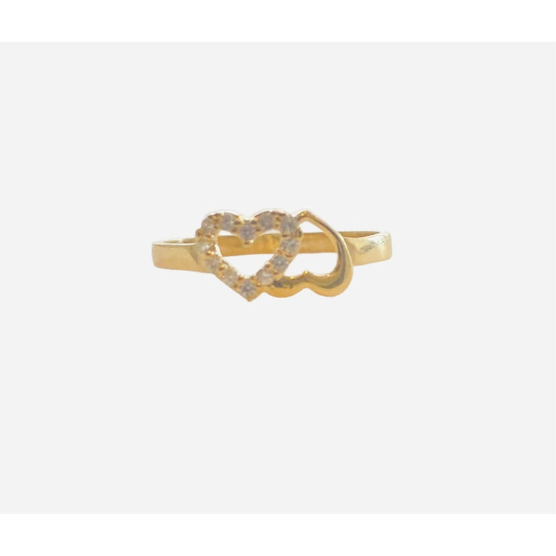 Anillo De Corazones En Oro De 10 Kilates + Obsequio