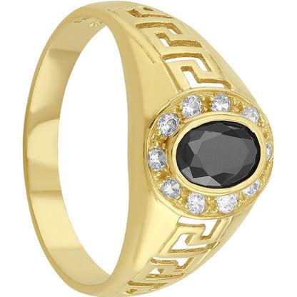 Anillo Caballero Piedra Oval Negra En Oro De 10 K + Obsequio