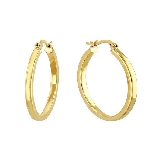 Arracada Oval Tubo Liso En Oro De 10 K + Obsequio + Envio