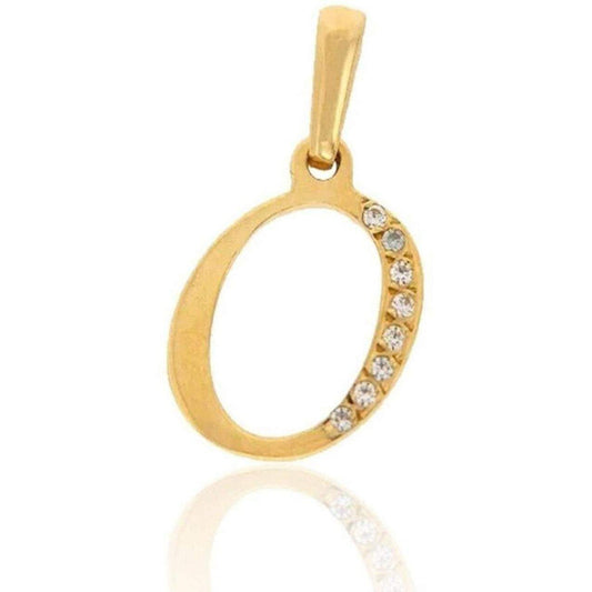 Dije Inicial Letra O Con Circonias Oro 14 K + Obsequio