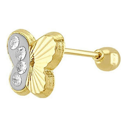 Broquel Mariposa Diamante En Oro De 10 K + Obsequio + Envío