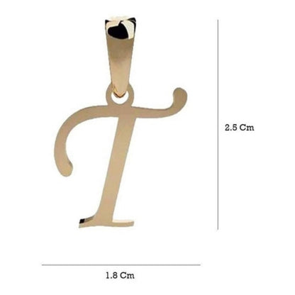 Juego Inicial Letra T Con Cadena 50 Cm Oro 14 K + Obsequio