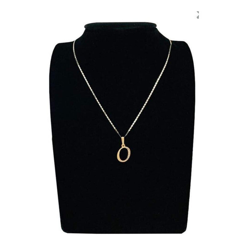 Dije Inicial Letra O Con Circonias Oro 14 K + Obsequio