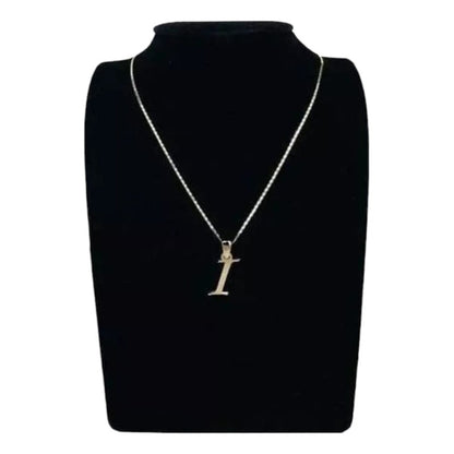 Juego Collar Letra  I   Lisa + Aretes Bola 10 K. + Regalo