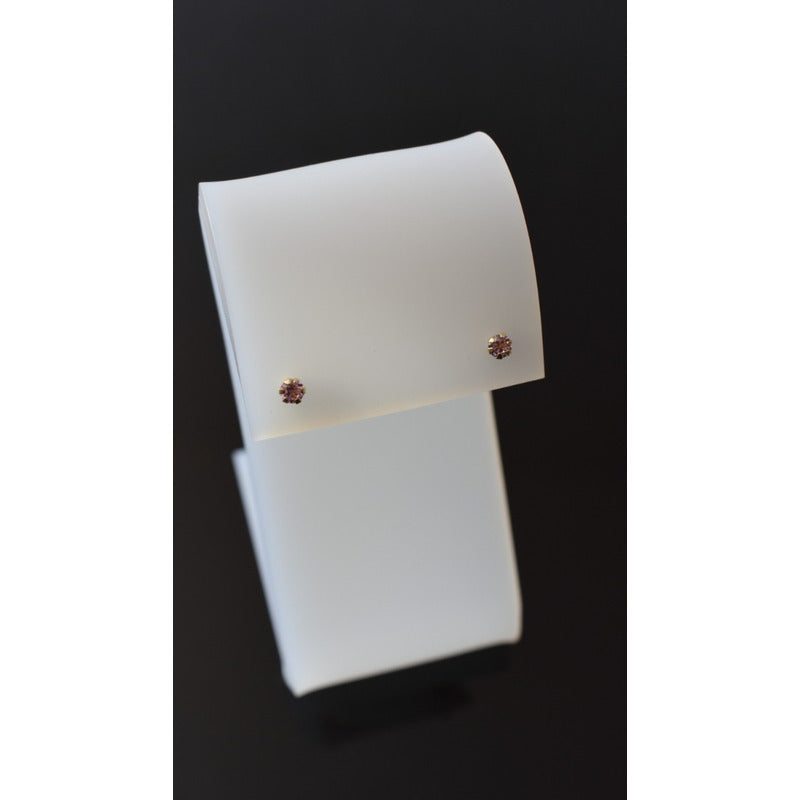 Broqueles Circonia Rosa Para Bebé 3 Mm Oro De 10 K