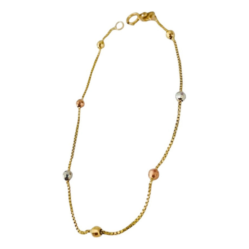 Pulsera De Bolitas En Oro De 10 Kilates + Obsequio