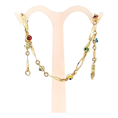 Pulsera De Ojos Turcos Oro 14 K + Obsequio