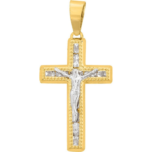 Dije Cristo Blanco Piedras Circonias 10k + Obsequio