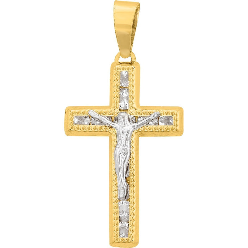 Kit Cadena Dije Cristo Blanco Zirconias 10k + Obsequio