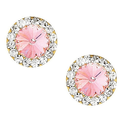 Broqueles Circulo Rosa 7 Mm Oro De 10 K + Obsequio