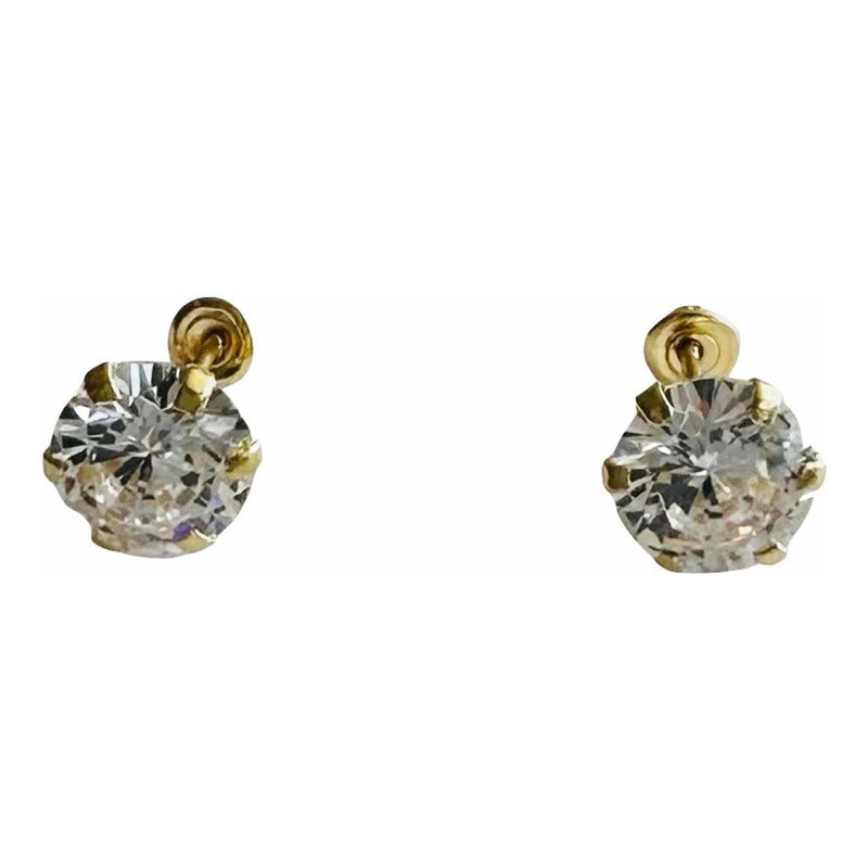 Broqueles Zirconias 6 Mm Oro 10 Kilates + Obsequio