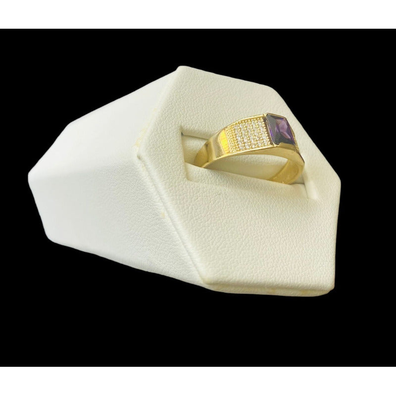 Anillo Caballero Zirconias Oro 10 K + Obsequio