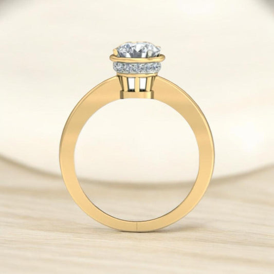 Elegante Anillo Solitario Matrimonio Oro 14 Kilates Color Amarillo Talla 9