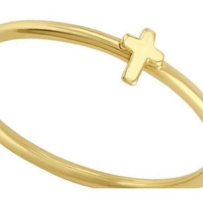 Anillo Mini Cruz En Oro De 10 K + Obsequio + Envio