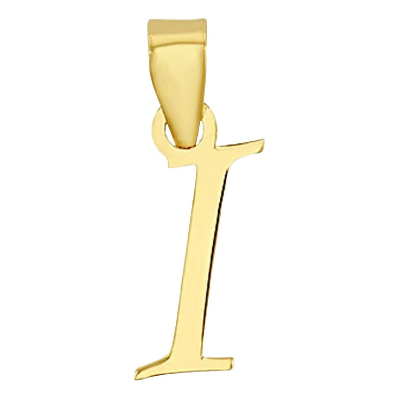 Juego Collar Letra  I   Lisa + Aretes Bola 10 K. + Regalo