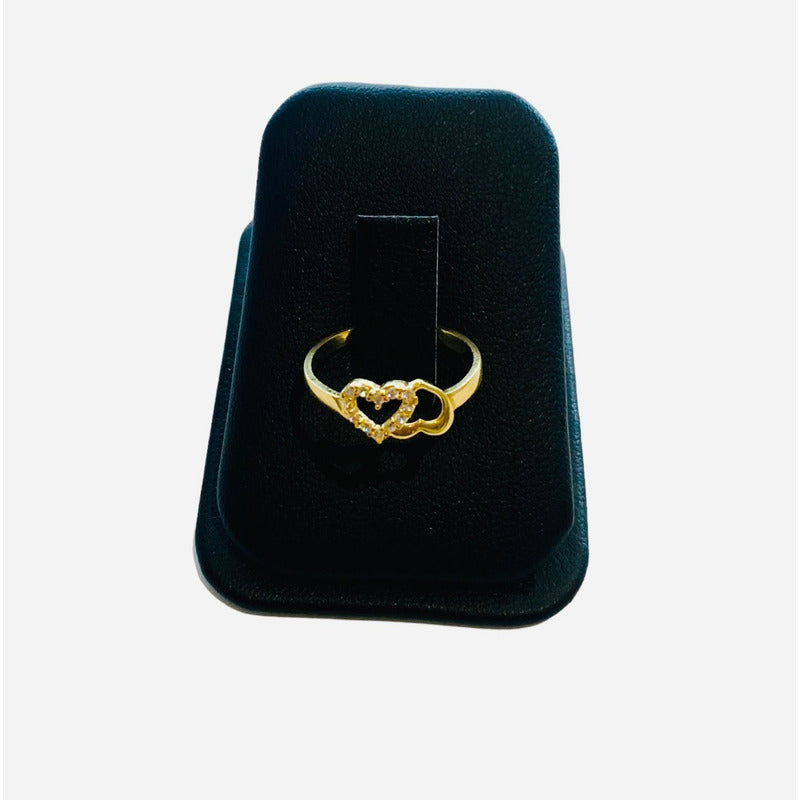 Anillo De Corazones En Oro De 10 Kilates + Obsequio