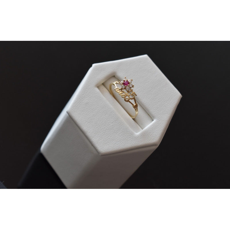 Kit Anillo Xv Años Aretes Rubi Oro 10 K + Obsequio + Envio