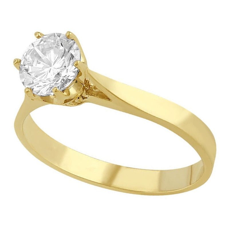 Anillo Solitario 6 Uñas Liso En Oro 10 K + Obsequio + Envio