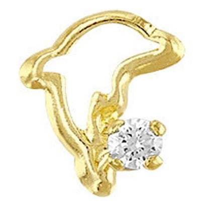 Broquel Delfín Con Zirconia En Oro De 10 K + Obsequio +envío