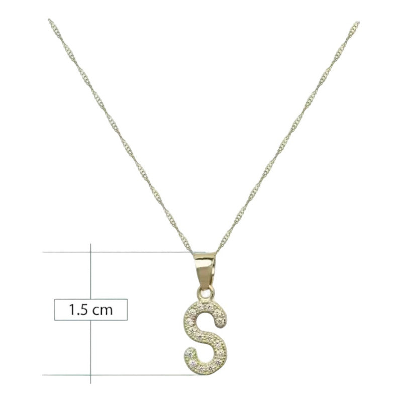 Dije Inicial S Con Zirconias En Oro De 10 K + Obsequio
