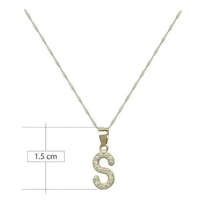 Dije Inicial S Con Zirconias En Oro De 10 K + Obsequio