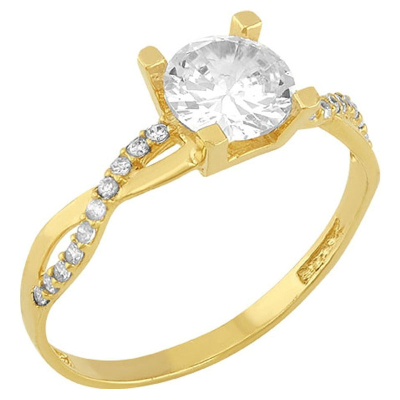 Anillo Infinito Solitario En Oro De 10 K + Obsequio