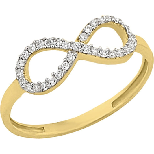 Anillo Infinito Cubierto Con Circonias Oro 10 K + Obsequio