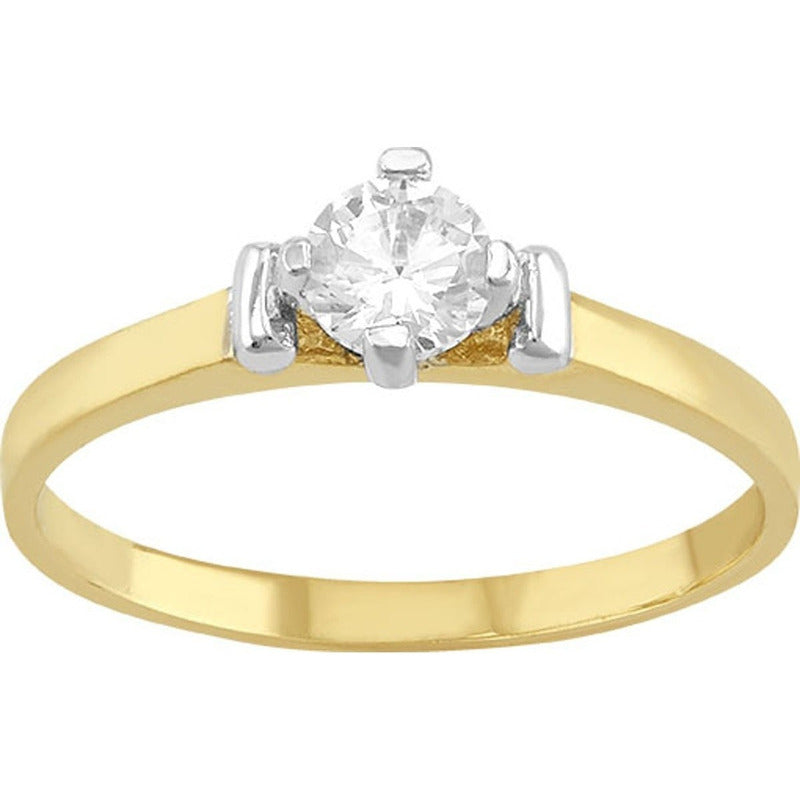 Anillo Con Zirconia En La Base En Oro De 10 K + Obsequio