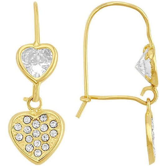 Arete Corazón Colgante En Oro De 10 K + +