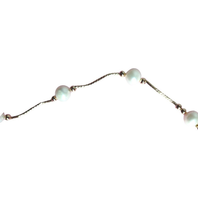 Pulsera Perlas Con Tubos En  S  Oro De 14 K + Obsequio