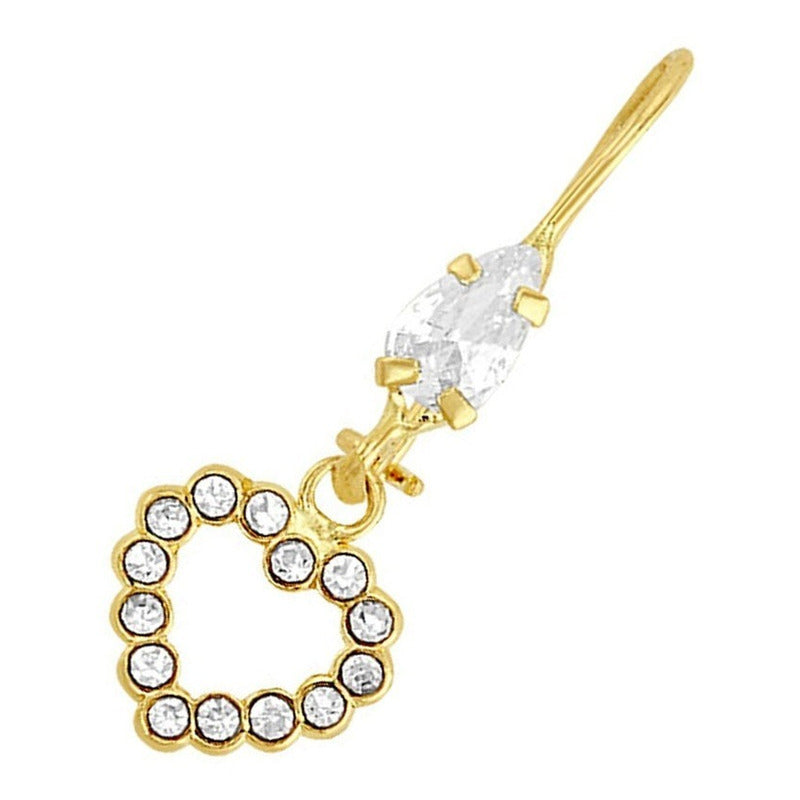 Arete Corazón Bisel En Oro De 10 K + Obsequio + Envio