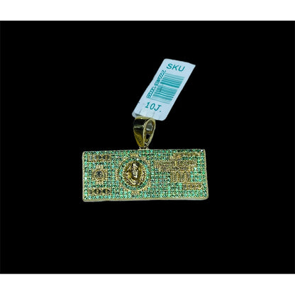 Kit Cadena Con Dije 100 Dólares Zirconias Oro 10 K +obsequio