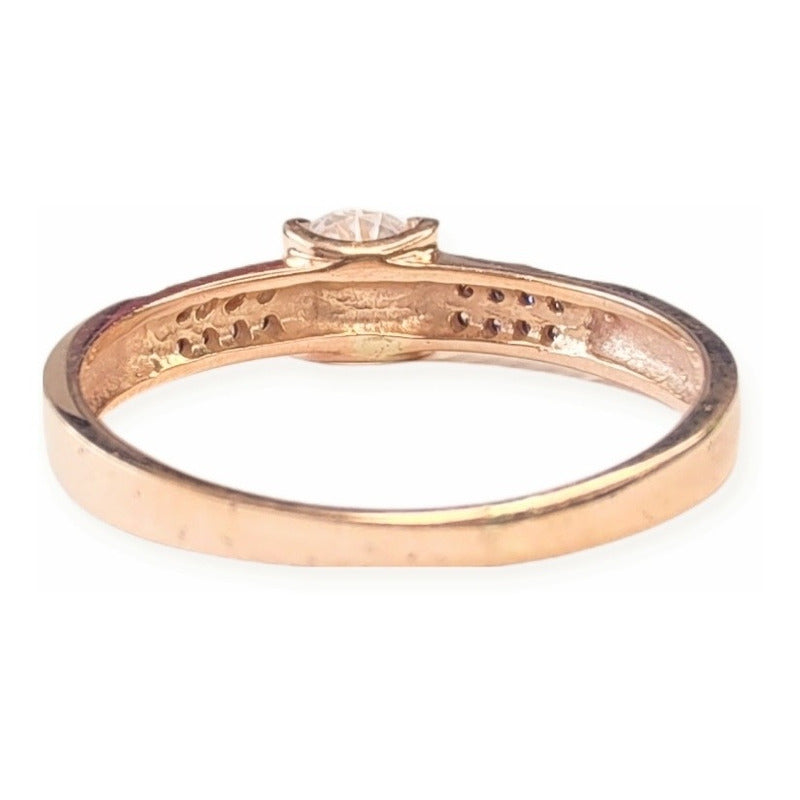 Anillo Compromiso Oro Rosa Circonias 10 K + Obsequio